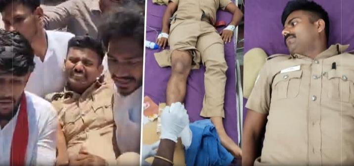 விஜய் பரப்புரையில் பயங்கரம்: ஆதவ் அர்ஜுனா கார் மோதி போலீஸ்காரர் படுகாயம்!
