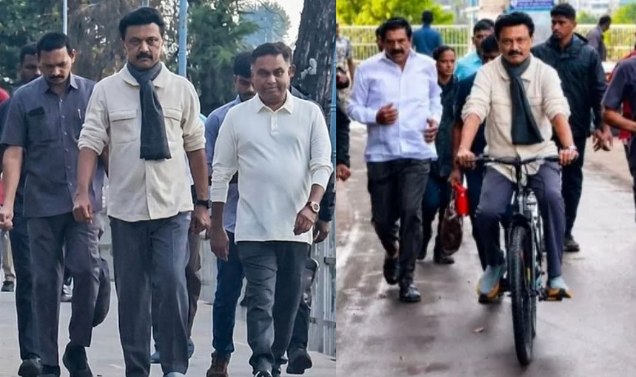 கொடைக்கானலில் ஜாலியாக சைக்கிளில் வலம் வந்த மு.க.ஸ்டாலின்!